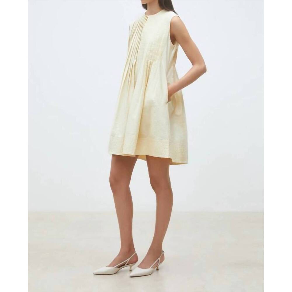 NEW SUNCOO conely pleated mini dress in jaune